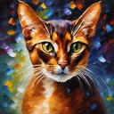 Gallery value USD8900 ABYSSINIAN CAT - PALETTE KNIFE Oil Painting On Canvas By Leonid Afremov