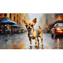 Gallery value USD17100 CHIHUAHUA SWAGGER - PALETTE KNIFE Oil Painting On Canvas By Leonid Afremov