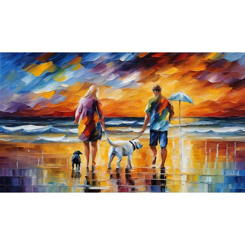 Gallery value USD11500 LABRADOR LOVE - PALETTE KNIFE Oil Painting On Canvas By Leonid Afremov