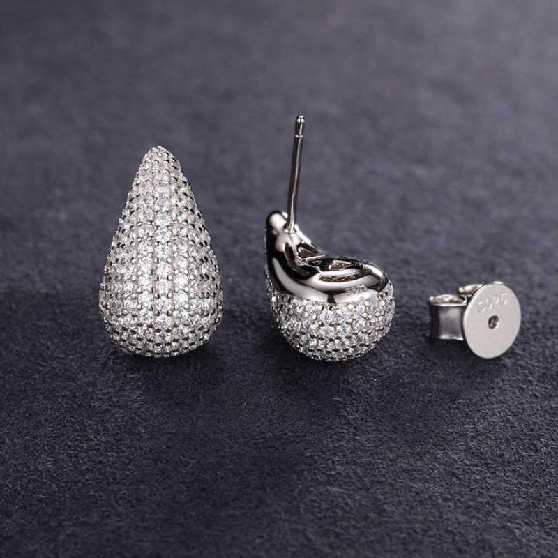 VVS Moissanite Iced Out Tear Drop Earrings 925 Sterling Silver Teardrop Earrings