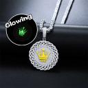 Glow In The Dark Jewelry Gift 925 Sterling Silver Full VVS Moissanite Diamond Round Crown Disc Pendant