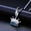 Glow In The Dark 925 Sterling Silver VVS Moissanite Diamond Iced Out Letter Queen Crown Pendant For Men Women