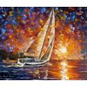 Gallery value USD7100 PARADISE SUNSET - PALETTE KNIFE Oil Painting On Canvas By Leonid Afremov