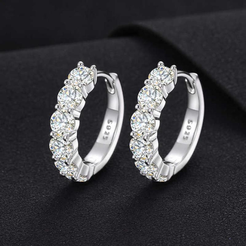 925 Sterling Silver VVS Moissanite Diamond Earrings