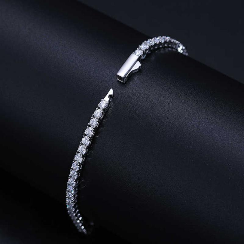 2.5mm 925 Sterling Silver Diamond  VVS Moissanite Chain Tennis Bracelet