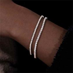 2.5mm 925 Sterling Silver Diamond  VVS Moissanite Chain Tennis Bracelet