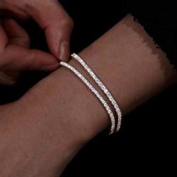 2.5mm 925 Sterling Silver Diamond  VVS Moissanite Chain Tennis Bracelet