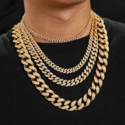 18K Gold  Diamond  Cuban Link Chain Necklace