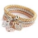 2 Fashion jewelry heart crown butterfly charm bracelet zircon tree of life 3pcs bracelet set