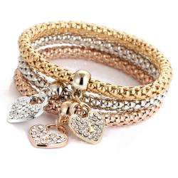 2 Fashion jewelry heart crown butterfly charm bracelet zircon tree of life 3pcs bracelet set