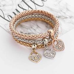 2 Fashion jewelry heart crown butterfly charm bracelet zircon tree of life 3pcs bracelet set