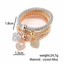 2 Fashion jewelry heart crown butterfly charm bracelet zircon tree of life 3pcs bracelet set