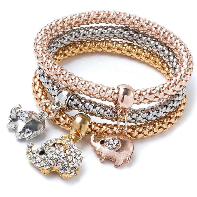 2 Fashion jewelry heart crown butterfly charm bracelet zircon tree of life 3pcs bracelet set