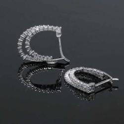 White gold moissanite diamond 14k solid gold hoop earrings