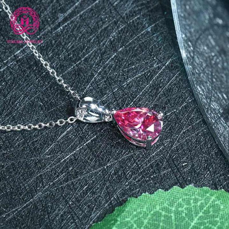 Graceful moissanite jewelry GRA certified 2ct pink moissanite pendant 14K white gold necklace for gift