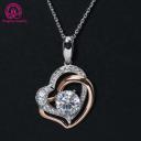 Custom New Design Engagement Wedding Heart Shaped White Gold and Rose Jewelry Round Cut 2CT Diamond Moissanite Pendant Necklace