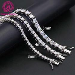 Trendy moissnaite jewelry 925 sterling silver moissanite diamond bracelet 3mm  moissanite tennis bracelet for men women