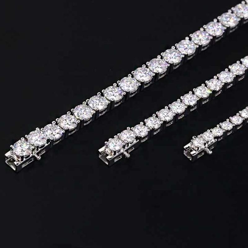 Trendy moissnaite jewelry 925 sterling silver moissanite diamond bracelet 3mm  moissanite tennis bracelet for men women