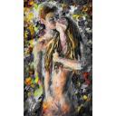 Gallery value USD18900 MOMENT OF PASSION B&W  - PALETTE KNIFE Oil Painting On Canvas By Leonid Afremov