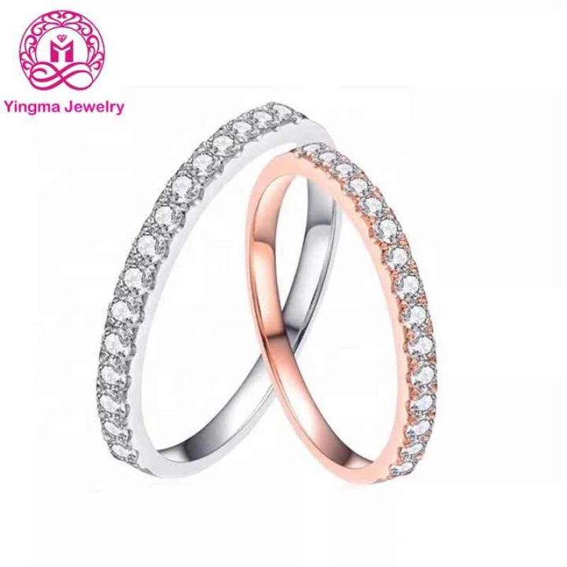 18Kt White Gold Rose Gold Moissanite Band Ring For Wedding Engagement