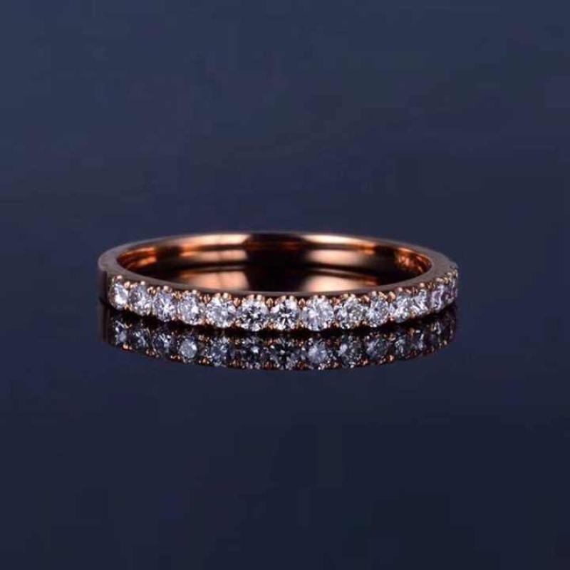 18Kt White Gold Rose Gold Moissanite Band Ring For Wedding Engagement