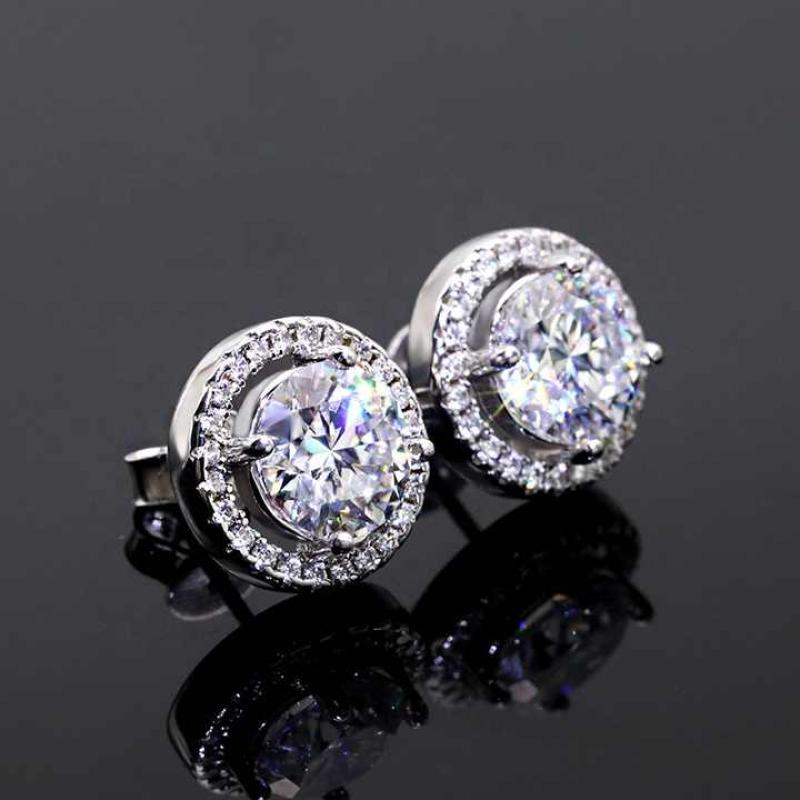 Delicate sliver earrings  2 carat  fashion moissanite jewelry diamond earrings VVS white D moissanite earrings