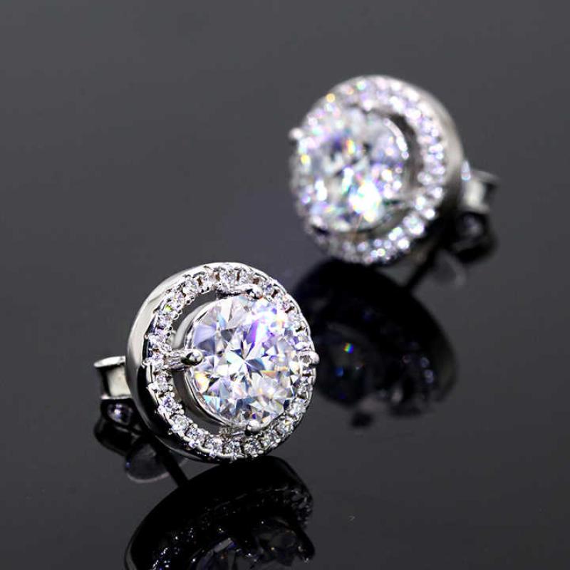 Delicate sliver earrings  2 carat  fashion moissanite jewelry diamond earrings VVS white D moissanite earrings