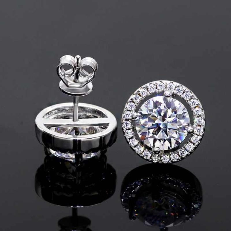 Delicate sliver earrings  2 carat  fashion moissanite jewelry diamond earrings VVS white D moissanite earrings