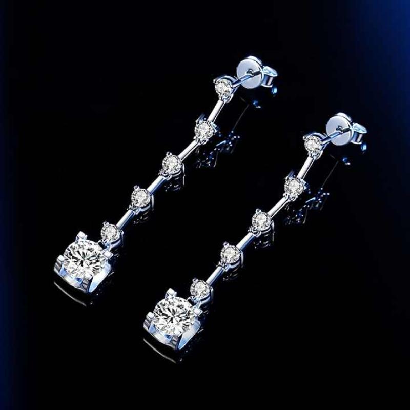 Shiny gold filled jewelry  D VVS moissanite diamond earrings 925 sterling silver moissanite drop earrings for ladies gift