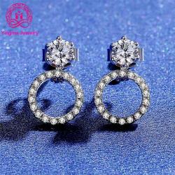 Trendy gold filed Jewelry Sterling Sliver 925 Stud Earrings Round Brilliant Cut 4mm Women Moissanite Earrings