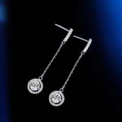 Simple design sterling silver 925 drop earrings D color with GRA  moissanite gold plated earrings for women