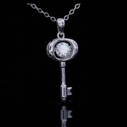 silver 925 moissanite diamond past test 0.5 carat moissanite key pendant necklace