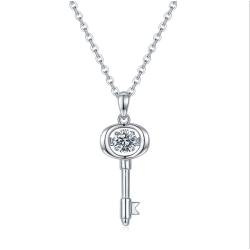 silver 925 moissanite diamond past test 0.5 carat moissanite key pendant necklace