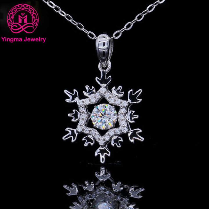 Necklace moissanite 0.5ct VVS D grade round shape sterling silver 925 moving moissanite necklace for women