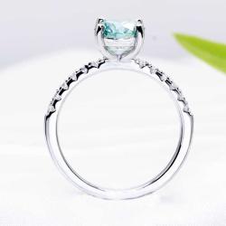 Fancy blue moissanite diamond ring  round cut  6.5mm 1ct moissanite wedding ring women's moissanite ring engagement