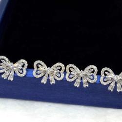 Fashion Butterfly Earrings 18K White Gold Moissanite Stud Earrings for Women