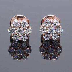 Beautiful studs earring for women 14k rose gold shinning round white moissanite diamond earings for women