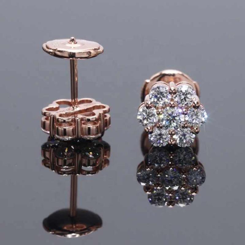 Beautiful studs earring for women 14k rose gold shinning round white moissanite diamond earings for women