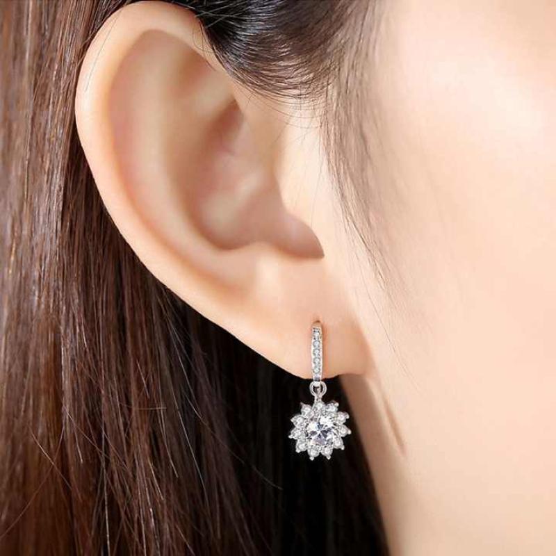 High Quality 925 Silver 1 Carat Moissanite Diamond Earrings