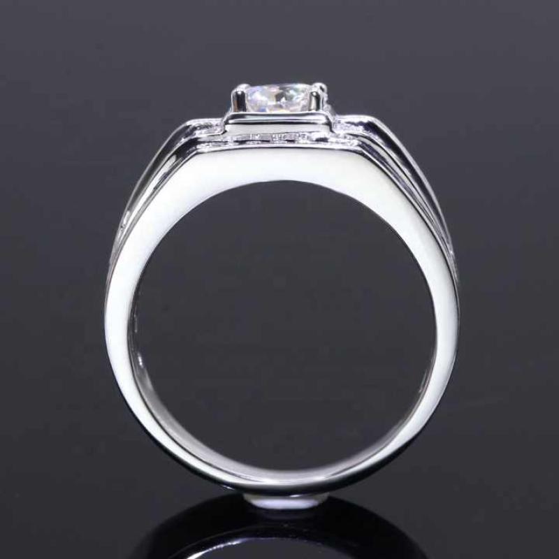 Luxury 1ct moissanite men rings VVS white D carify wedding engagement ring white gold plating 925 silver ring for men