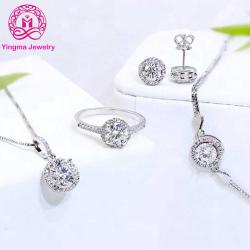 2ct  moissanite jewelry round shape moissanite 18k gold plated 925 silver women jewelry set moissanite