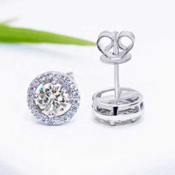 2ct  moissanite jewelry round shape moissanite 18k gold plated 925 silver women jewelry set moissanite