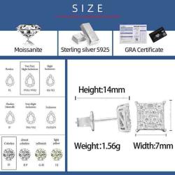 925 Sterling Silver  Earring Iced Out Lab Moissanite Certified Stud Earring