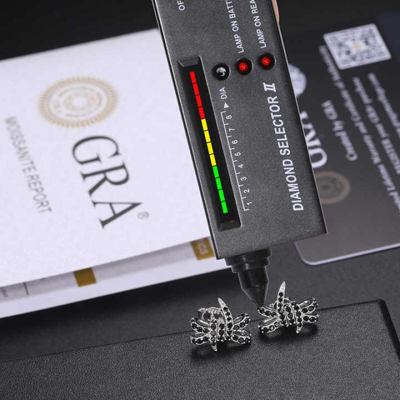 925 Silver Earring Lab Grown Black Moissanite Diamond Waterproof Kink Shape Stud Ear