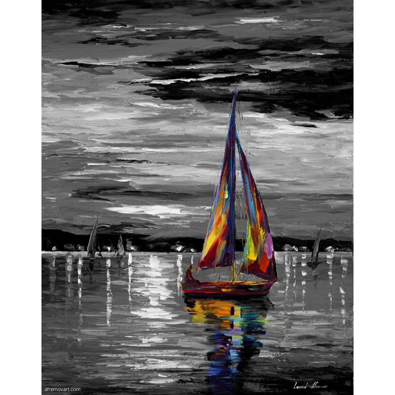 INSIDE SEA'S CRADLE B&W oil painting by Leonid Afremov Retail value $950