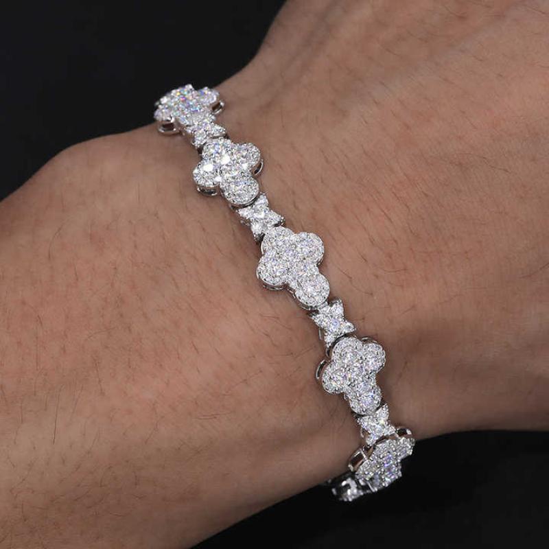 Lab Grown Diamond 925 Sterling Silver Gra Certified Pass Diamond Tester Fine Jewelry Moissanite Cross Bracelet