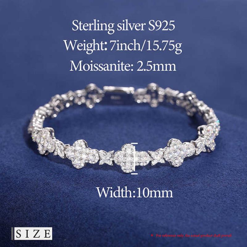 Lab Grown Diamond 925 Sterling Silver Gra Certified Pass Diamond Tester Fine Jewelry Moissanite Cross Bracelet