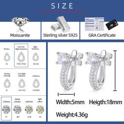 925 Sterling Silver D Color Moissanite Detachable Hoop Earrings Convertible Stud Earring