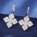 Earrings 925 Sterling Silver VVS Moissanite Spade Flower Drop Earrings