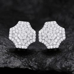 Luxury 925 Sterling Silver Earring New Style Rust Proof Moissanite Diamond Geometric Stud Earrings